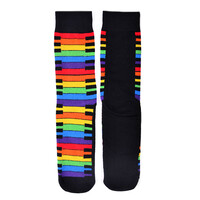 Rainbow Piano Keys Novelty Socks Crazy Music Socks Keyboard Cool Socks Funny Groomsmen Socks Rainbow Colors of My Life Crew Socks - Thumbnail 3