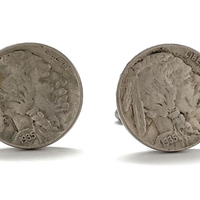 Famous Native American Nickels Cufflinks Nickels from the Old West Minted in US from 1913-1938 Readable dates Gift for Dad America Frontier Bison - Thumbnail 1