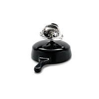 Frying Pan Lapel Pin Cast Iron Tangled Enamel Pin 3D Design - Thumbnail 3