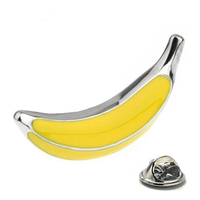 Going Bananas Lapel Pin Silver and Yellow Enamel Pin Banana Fruit Tie Pin Tack Banana Loving Fun Backpack Pin - Thumbnail 4
