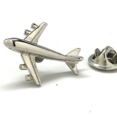 Jumbo jet lapel pin pilot gift airplane pin silver captain gift tie tack lanyard pins aviator gift airlines style
