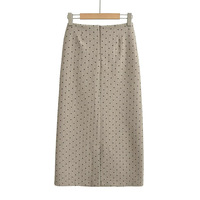 High-end skirt for women with heart print and velvet high waist and knee-length skirt - Thumbnail 3