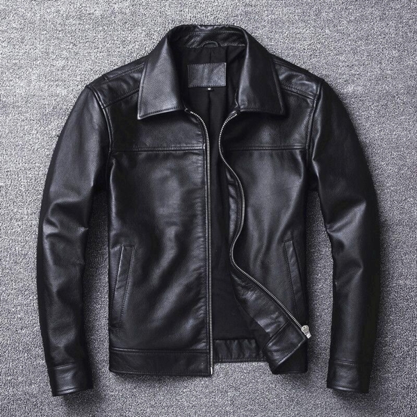  Mens Jacket BLACK Real Leather Jacket BLACK Leather Jacket 2024