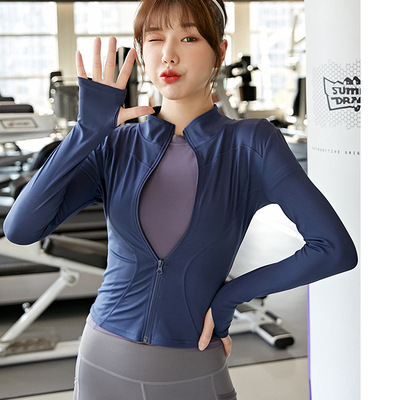 Autumn and winter new women's long sleeved tight fitting slimming fitness running sports top jacket