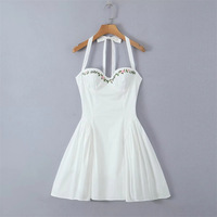Halter neck floral embroidered open back tutu skirt - Thumbnail 1