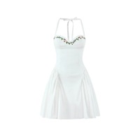 Halter neck floral embroidered open back tutu skirt - Thumbnail 3