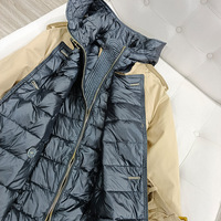 Autumn Winter Elegnt White Duck Down Long Jacket Hooded - Thumbnail 4