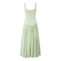 Sexy low-cut U-neck slim waist suspender dress with high side slits - Thumbnail 1