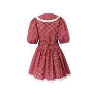 Lace patchwork baby doll collar puff sleeve dress - Thumbnail 1