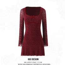 Floral flocking print butterfly tie shoulder short sleeve dress