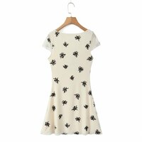 Sexy Large Neck Tie-up Ruffle-edged Printed Dress - Thumbnail 4