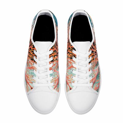 Womens coral white sneakers