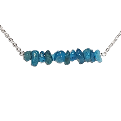 Natural blue apatite chip necklace
