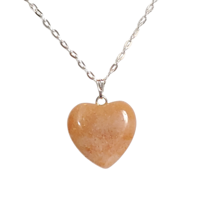 Orange aventurine heart necklace