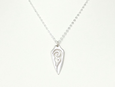 Sterling Silver Teardrop Cutout Wave Necklace