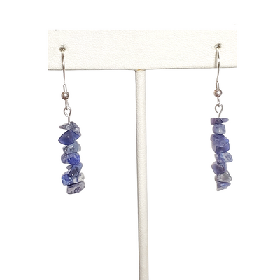 Blue sodalite chip earrings with sterling silver hooks - Thumbnail 4