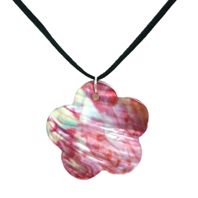 Chunky multicolored flower pearl shell pendant necklace