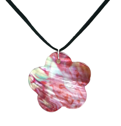 Chunky Multicolored Flower Pearl Shell Pendant Necklace