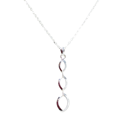 Sterling silver graduated marquise linked drop necklace - Thumbnail 3