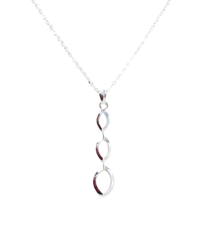 Sterling Silver Graduated Marquise Linked Drop Necklace