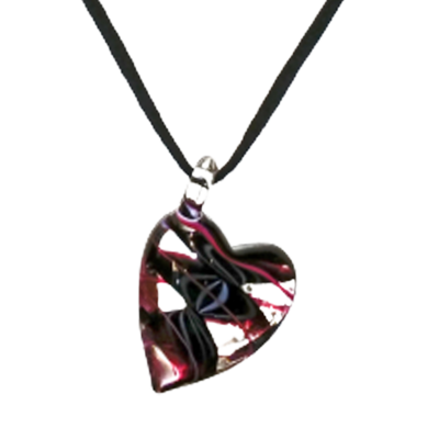 Fused purple swirl heart necklace