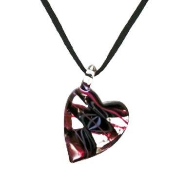 Fused Purple Swirl Heart Necklace