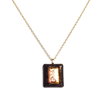 Dichroic Sundials on Metallic Black Fused Glass Pendant Necklace