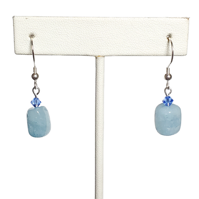 Aquamarine and blue crystal earrings with sterling silver hooks