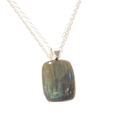 Square labradorite pendant necklace