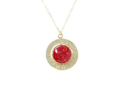 Red Fused Glass Spinner Necklace