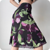 Retro floral print fishtail skirt - Thumbnail 1
