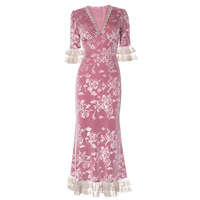 New style palace printed lace temperament long skirt - Thumbnail 5