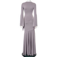 Solid color bell sleeve waist elegant fishtail skirt - Thumbnail 3