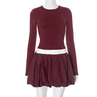 Tight backless twist top and bud skirt elegant suit - Thumbnail 4
