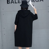 Fashion Plus Size Women's Hooded Short Sleeve T-Shirt Dress - Thumbnail 3