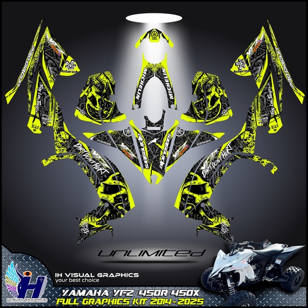  Yamaha YFZ 450R 450X graphics kit 2014 2015 2016 2017 2018 2020 to 2025 decals stickers atv