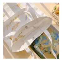 Peony flower Embroidered original canvas bag one-shoulder national trend bag eco-friendly bag - Thumbnail 5