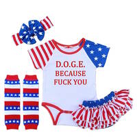 Donald Trump DOGE Because F U Funny Bodysuit Romper Outfit Shirt Set Uncensored - Thumbnail 1