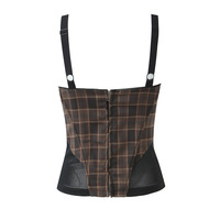 Sexy splicing mesh lace casual plaid top - Thumbnail 1