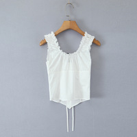 Casual drawstring bow tie single breasted top - Thumbnail 1