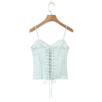 Retro floral holiday style fresh back strap top - Thumbnail 1