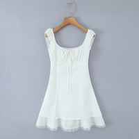 Bow Tie Sleeveless Lace Trim Dress - Thumbnail 2