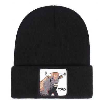 TORO Embroidery Beanie Hat Unisex Knit Cuffed Cap Women Men Gift Black