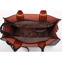 Women??s Leather Handbag Shoulder Bag Shopper Brown - Thumbnail 3