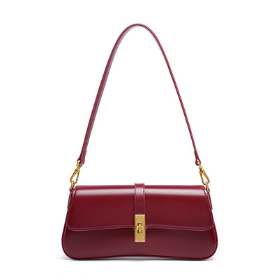 Genuine Leather Satchel Handbag for Women Vintage Handmade Shoulder Bag Red