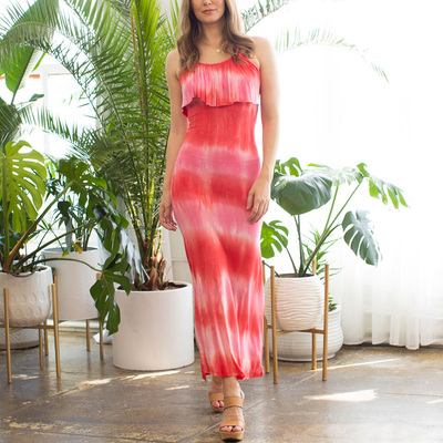 White mark women's tie dye overlay maxi dress - Thumbnail 4