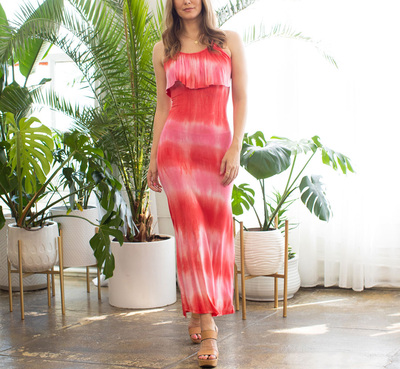 White Mark Women's Tie Dye Overlay Maxi Dress