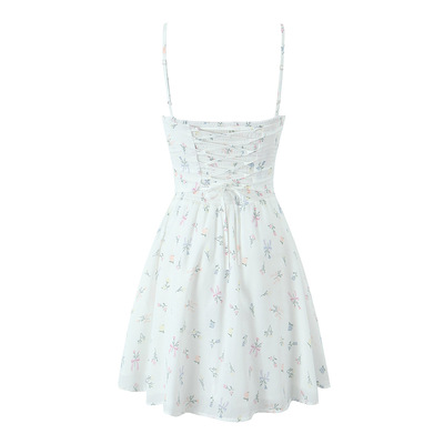 Herringbone elastic back strappy suspender dress