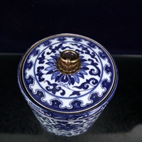 China Jingdezhen blue and white porcelain, hand-painted lotus lid jar | Vintage | Retro | collection - Thumbnail 3