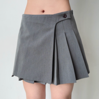 Asymmetric pleated skirt women's low waist A-line short skirt - Thumbnail 3